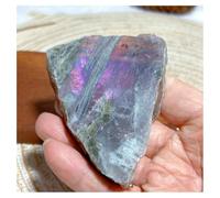 Piedra de Cristal Rodaja de labradorita púrpura cristalina Natural for decoración del hogar Collar con Soporte para Piedra de Cristal(129g)