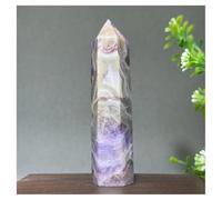 Piedra de Cristal Varita de hogar de obelisco de ágata Amatista Natural Collar con Soporte para Piedra de Cristal(82g 91mm)