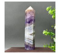 Piedra de Cristal Varita de hogar de obelisco de ágata Amatista Natural Collar con Soporte para Piedra de Cristal(122g 111mm)