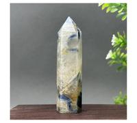 Piedra de Cristal Varita Decorativa de Cuarzo Azul Natural con Forma de obelisco Collar con Soporte para Piedra de Cristal(63g 79mm)