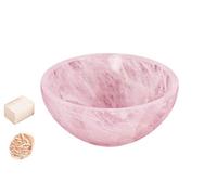 Piedra de cuarzo rosa tallada hecha a mano Cuenco de Feng Shui Generador energía espiritual Reiki Regalo Healing Cristal cargado 3 pulgadas con rosa Desierto Selenita/Selenita Cube-Blessfull Healing