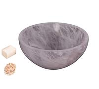 Piedra de cuarzo rosa tallada hecha a mano Feng Shui Bowl Generador de energía espiritual Reiki Regalo Healing Cristal cargado 2 pulgadas con rosa Desierto Selenita/Selenita Cube-Blessfull Healing