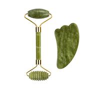 Piedra de jade natural Gouache Roller Gua Sha Massager Masajeador Set Belleza Relajación Herramienta, NO.2
