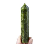 Piedra de jade natural Xiu de una sola punta, prisma hexagonal de cuarzo natural, torre de varita, decoración del hogar, regalos de cristal, manualidades, adorno, 7-8 cm de alto, 1 unidad