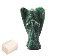 Piedra de jade verde natural Reiki tallada Piedra preciosa espiritual Ángel de bolsillo Estatua del ángel con cubo de selenita Terapia de cristal "2 pulgadas aprox. - Blessfull Healing