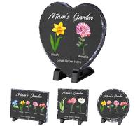 Piedra de jardín personalizada, piedra conmemorativa de jardín de flores con texto/nombres, regalo para abuela, día de la madre, regalos de cumpleaños