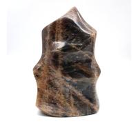 Piedra de la Luna: Llama de 660 gramos y 120 milímetros, Mineral Microcline de Madagascar, Mineral Sin tratar, Un solo modelo, Ornamento mineral, Mineral de Confianza