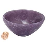 Piedra de lepidolita tallada a mano Cuenco de Feng Shui Generador de energía espiritual Reiki Healing Cristal cargado 2 pulgadas Aproximadamente con rosa Desierto Healing de selenita-Blessfull Healing