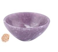 Piedra de lepidolita tallada hecha a mano Feng Shui Bowl Generador de energía espiritual Reiki Healing de regalo Cristal cargado 3 pulgadas con rosa Desierto Healing de selenita-Blessfull Healing