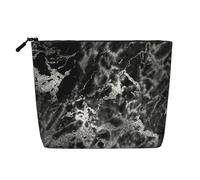 Piedra de mármol Gris Grafito Negro Plateado,Neceser de Maquillaje de imitación Lino, Neceser de Viaje portátil