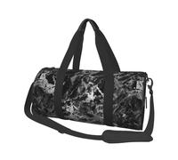 Piedra de mármol Gris Grafito Plateado Negro, Bolsa de Viaje de Gran Capacidad, Bolso Redondo, Bolsa de Viaje Deportiva, Bolsa de Mano, Bolsa de Fitness
