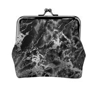Piedra de mármol Gris Grafito Plateado Negro,Monedero de Piel sintética, Carteras pequeñas, Monedero con Cierre de Broche