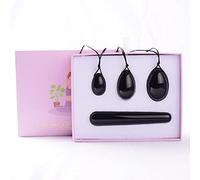 Piedra De Obsidiana Natural Yoni Jade Egg Lady Kegel Fitness Aparato Muscle Tightening Ball Masajeador De Apriete Stick Black,caja De Cuatro Piezas