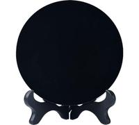 Piedra De Obsidiana Negra, Natural Pulido, Circular De Piedra con Soporte, Placa Redonda, Espejo Feng Shui para Hogar, Oficina, Escritorio, Meditación, Adivinación, 8 Cm