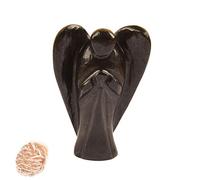 Piedra de ónix negro natural Reiki tallada Piedra preciosa espiritual Ángel de bolsillo Estatua curación Ángel con rosa Desierto Terapia de cristal de selenita "2 pulgadas aprox. - Blessfull Healing