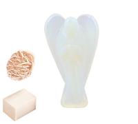 Piedra de opalita natural Reiki tallada Piedras preciosas espirituales Guardián Pocket Angel Healing | Terapia de cristal | Rose Desert Selenite | Cubo Selenita "2 pulgadas aprox. - Blessfull Healing