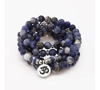 Piedra de orquídea natural 108 Mala Pulsera de cuentas de oración Lotus Buda Colgante Collar Chakra Yoga Pulsera budista, bronce Lotus