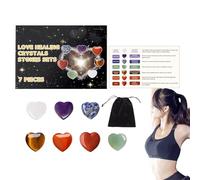 Piedra de palma de corazón de, piedras de preocupación para el pulgar del corazón - Juego de bolsillo con piedras preciosas naturales del amor | Amatista de bolsillo pulida para equilibrio energético