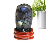 Piedra de palma en natural, decoración de labradorita natural | Piedra de palma natural Labradorita Piedra de | Piedra de yoga pulida, de, del estrés con base para adultos