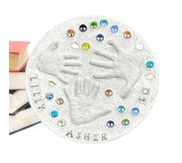 Piedra de paso con huella de mano - Mother's Day DIY Handprint Stepping Stone Kit, juego de manualidades con 26 sellos de letras, regalo para interior y exterior