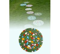 Piedra de paso de mosaico for exteriores, 12, 13, 15 pulgadas, azulejos de mosaico for piedras de jardín, piedras de pasarela, adoquines for caminos(Green,13.4in/34cm)