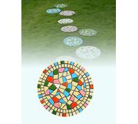 Piedra de paso de mosaico for exteriores, 12, 13, 15 pulgadas, azulejos de mosaico for piedras de jardín, piedras de pasarela, adoquines for caminos(Beige,11.8in/30cm)