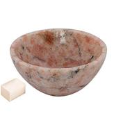 Piedra de sol tallada hecha a mano Feng Shui Bowl Generador de energía espiritual Reiki Regalo Healing Cristal Cargado 3 pulgadas Aproximadamente con Selenita Cube-Blessfull Healing