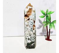 Piedra De Torre De Cristal De Ágata De Musgo Natural Decoración Del Hogar Reiki Cristales De Curación Espiritual Uso Para Curación Meditación Masaje Reiki Pantalla Fengshui Absorber Energía Negativa,A2 382 G 163 Mm
