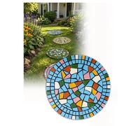 Piedra Decorativa de Paso para Jardín, Loseta con Aspecto de Azulejo Colorido, 39 cm, Piedra para Césped, Sendero, Patio, Parterre y Porche(Blue,30 cm/12 inches)