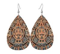 Piedra Del Sol Maya Del Calendario Azteca Pendiente Cuero Ligeros Pendiente Suave Pendientes Para Mujer Aniversario