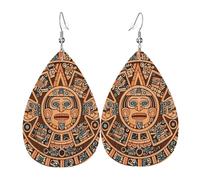 Piedra Del Sol Maya Del Calendario Azteca Pendiente De Piel Ligeros Pendiente Moda Pendientes Colgante Para Aniversario Mujer