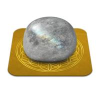Piedra labradorita natural pulida de 2 a 3 cm de calidad premium | Calma, intuición y protección energética | Flor de la vida incluida | Guía práctica y meditación offertss | Regalo Zen Bienestar | 1