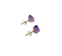 Piedra mineral curativa Pendientes de piedra en bruto de amatista natural Pendientes de mujer simples y de moda Pendientes Cristal Flor Joyas Lujo Chakra Equilibrio Piedras preciosas Decoración Crista