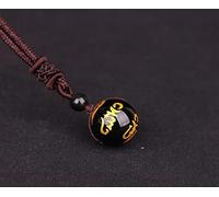 Piedra natural 16mm Obsidiana negra ojo de tigre colgante de piedra Transferencia Amuleto de la suerte collar colgante de cristal, mantra de oro