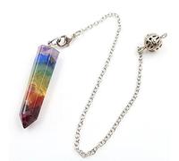 Piedra natural 7 Chakra Orgone Energy Colgante para Mujeres Hombres Reiki Healing Divinación Péndulo Colgante-Prisma hexagonal_PORCELANA