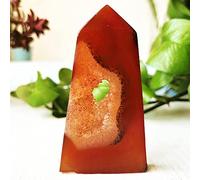 Piedra Natural Ágata Roja Druzy Crystal Tower Point Decoración Del Hogar Varita Brujería Reiki Meditación Chakra Cristales Curativos,A79 78g89-50mm