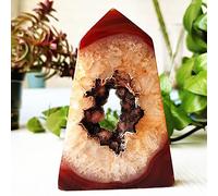 Piedra Natural Ágata Roja Geoda Druzy Torre De Cristal Punto Decoración Del Hogar Varita Brujería Reiki Meditación Chakra Cristales Curativos,A21 163g114-73mm