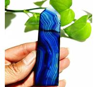 Piedra Natural Azul Seda Encaje Grano Ágata CRISTAL PUNTOS DE TORRE Decoración Del Hogar Varita Mágica Reiki Meditación Chakra Curación Cristal,A50 78g84-25mm