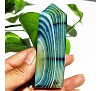 Piedra Natural Azul Seda Encaje Grano Ágata CRISTAL PUNTOS DE TORRE Decoración Del Hogar Varita Mágica Reiki Meditación Chakra Curación Cristal,A57 110g87-30mm