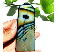 Piedra Natural Azul Seda Encaje Grano Ágata CRISTAL PUNTOS DE TORRE Decoración Del Hogar Varita Mágica Reiki Meditación Chakra Curación Cristal,A47 146g92-36mm