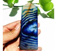Piedra Natural Azul Seda Encaje Grano Ágata CRISTAL PUNTOS DE TORRE Decoración Del Hogar Varita Mágica Reiki Meditación Chakra Curación Cristal,A43 168g98-36mm
