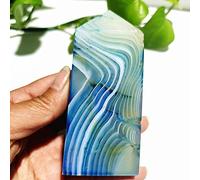 Piedra Natural Azul Seda Encaje Grano Ágata CRISTAL PUNTOS DE TORRE Decoración Del Hogar Varita Mágica Reiki Meditación Chakra Curación Cristal,A41 253g98-44mm