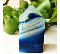 PIEDRA Natural Azul SEDA Encaje Grano Ágata CRISTAL TORRE PUNTOS Decoración Del Hogar Varita Mágica Reiki Meditación Chakra Cristal Curativo,A68 89g62-33mm