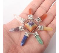 Piedra natural Cristal Cuarzo 7 Chakra Prisma hexagonal Varita mágica Torre de energía Colgante Péndulo Encantos Amuleto 1PCS-Mezcla de piedra