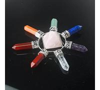 Piedra natural Cristal Cuarzo 7 Chakra Prisma hexagonal Varita mágica Torre de energía Colgante Péndulo Encantos Amuleto 1PCS-Cuarzo rosa