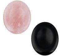 Piedra natural de la preocupación del pulgar, piedras de palma ovaladas Reiki Crystal-Rose Quartz Obsidiana
