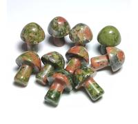 Piedra natural en forma de hongo, 30 piezas de piedra natural, decoración de cuarzo ágata, piedra rosa, amatista, decoración de habitación de regalo, decoración de pecera (flor verde, aproximadamente