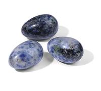 Piedra natural en forma de huevo Yoni de Pascua de color para decoración del hogar, esfera de amatista de cuarzo ópalo, citrino, decoración del hogar, manualidades, 20 x 30 mm, 8 puntos azules, 1
