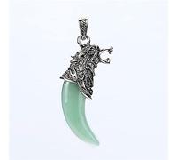 Piedra natural fluorita aventurina cristal lapislázuli piedra dientes gema colgante para mujer hombre collares regalo-verde aventurina