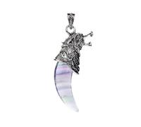 Piedra natural fluorita Aventurina cristal lapislázuli piedra dientes gema colgante para mujer hombre collares regalo-fluorita